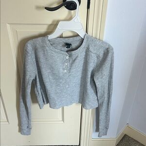 Wild Fable Gray Long Sleeve Henley Pajama Top